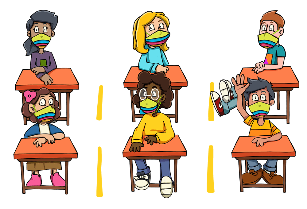 ilustración de niños en un aula
